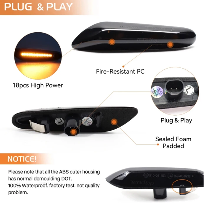 Dynamic Flowing LED Side Marker Turn Signal Light For BMW E60 E61 E90 E91 E87 E81 E83 E84 E88 E92 E93 E82 E46 1 3 5 series
