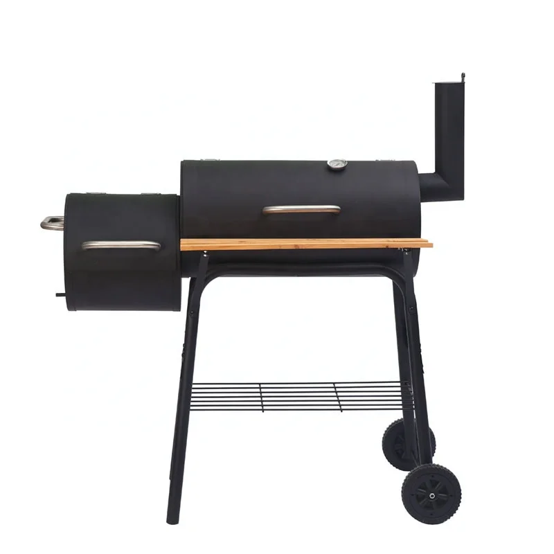 Outdoor Barrel Bbq Grill Charcoal  Offset Firebox Barbecue Pit Patio Backyard Cooker Smoker