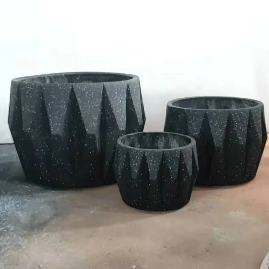 Прочный Стекловолоконный цементный цветочный горшок с деревянными подставками