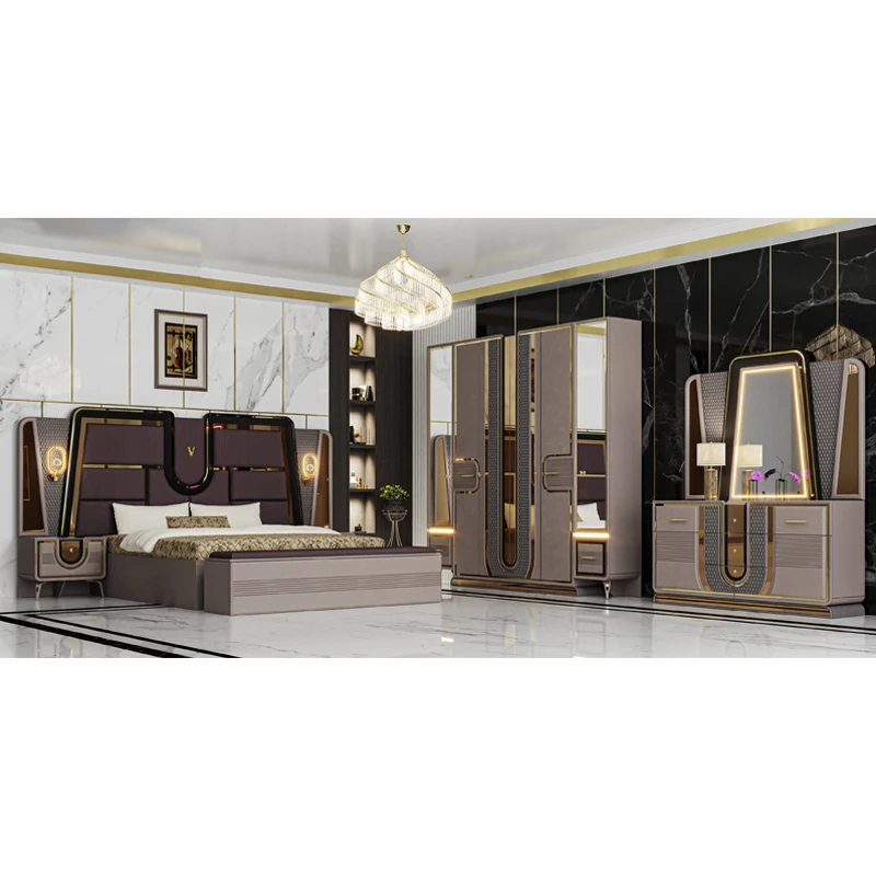 Ensembles De Meubles De Chambre A Coucher Complet Modern Luxury Queen Bed Room Wooden Full King Size Bedroom Furniture Set