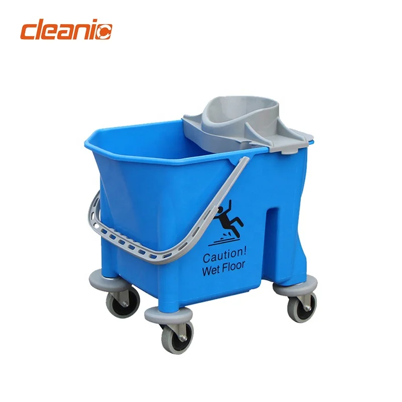 Color coded commercial mopping system red yellow blue green portable compact mop bucket cleaning cart on wheels