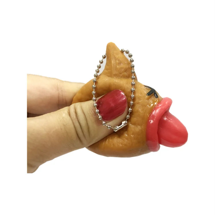 TPR Tongue Out Poop Toy Creative Key-chain Prank Poop Toy Key-chain Extrusion Tongue Tricky Toys