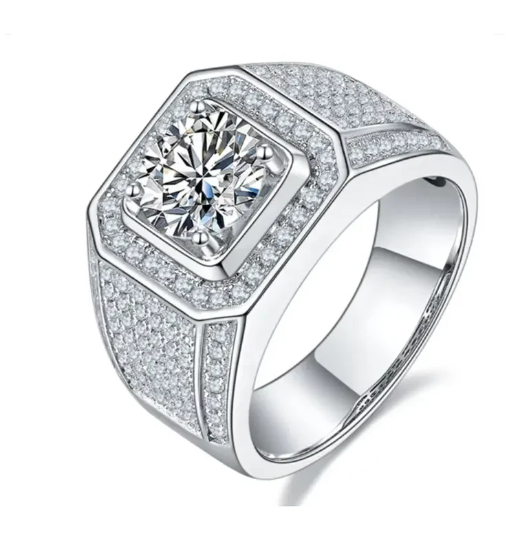 luxury Hiphop Men Women Fine Jewelry Iced Out 10k Gold  VVS Moissanite Diamond Star Ring With GRA Certificate