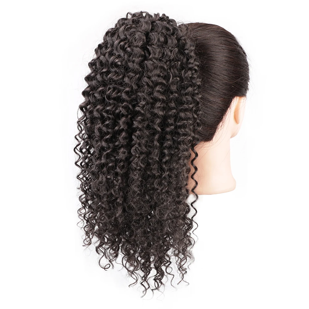  Wholesale Deep Wave Synthetic Wig Braiding Hair 14 Inch Kinky Ponytail Extension For Black