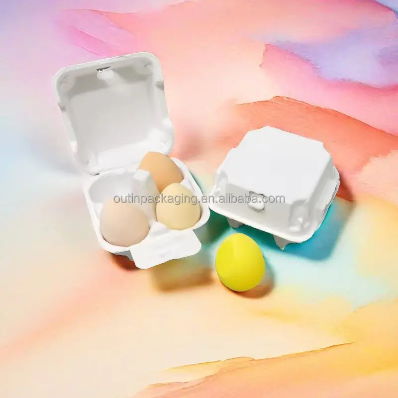 biodegradable Molded Paper Pulp Cosmetic Skincare Set Packaging Box eco friendly bagasse pulp molding box for make up sponge