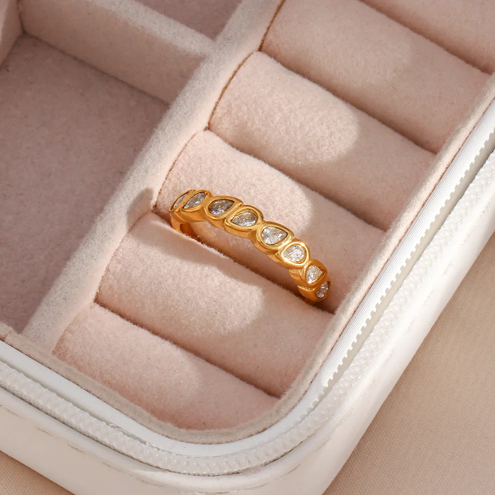 18k gold plated stainless steel ring water resistant gold jewelry