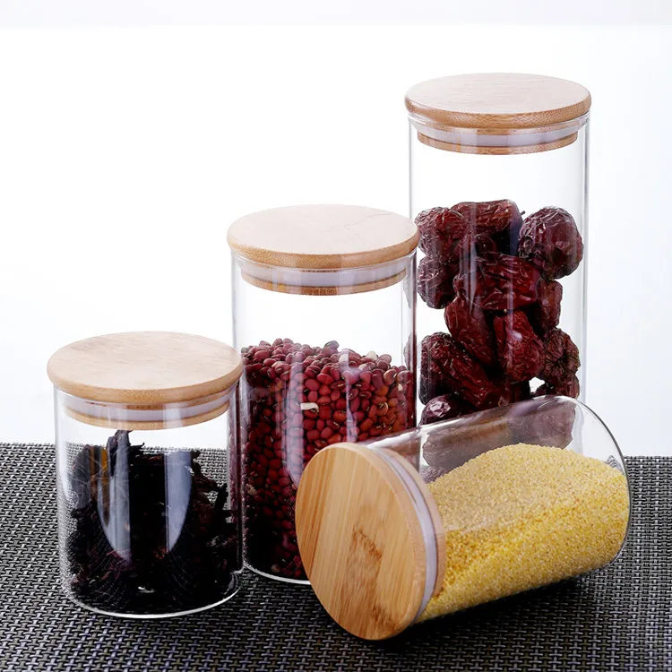 Custom Large Country Style Kitchen Food Spice High Borosilicate Glass Container Storage Jars With Lids