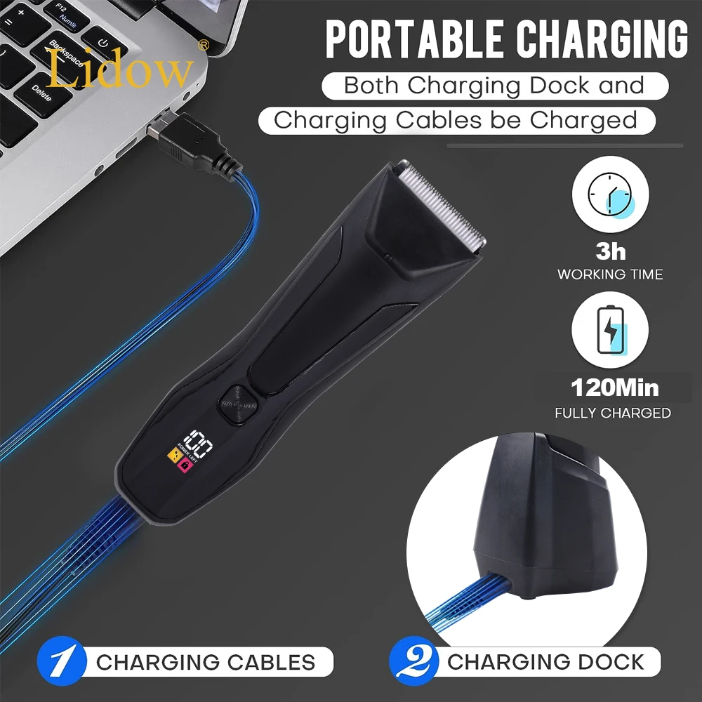 Шарики IPX7 водонепроницаемый широкий керамический лезвие безопасный Электрический перезаряжаемый триммер для волос на теле в паху