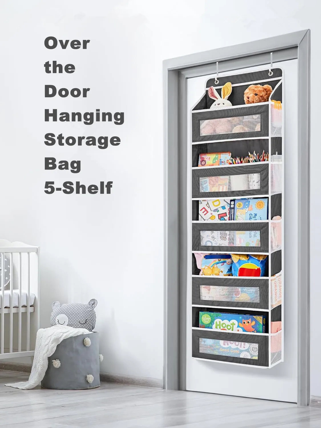 Foldable 5 Layers Hanging Storage Bag Over The Door Hanging Pocket Organizer Pantry Organizer Shelves Storage Bag