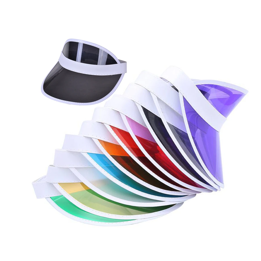 Custom Logo UV Protection Air Top Plastic PVC Visor Cap Hat Beach Sun visor Hat Promotion Advertising Tourist Team Cap
