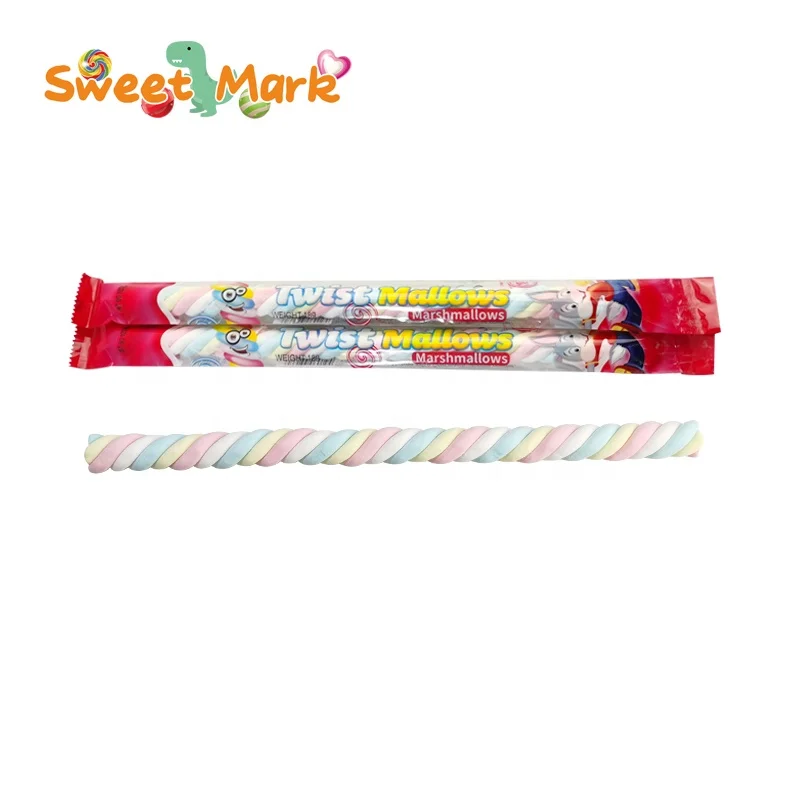 Long twist sweet marshmallows soft cotton candy natural color halal