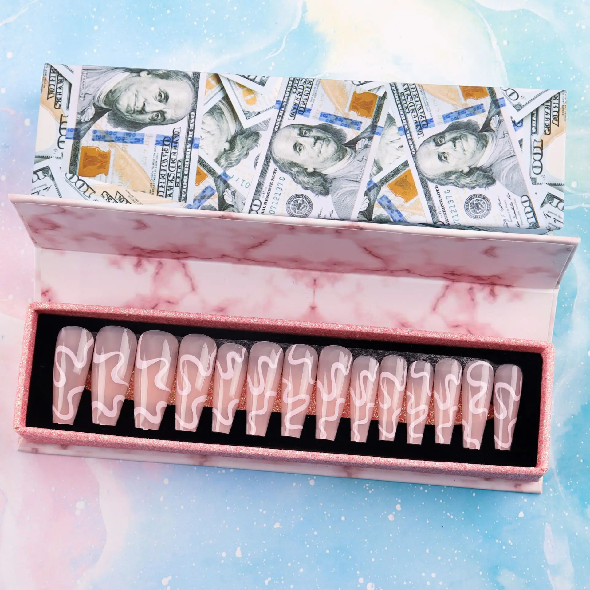 Custom Size Nails Box Luxury Design 2022 Paper Packaging Rigid Magnetic Press on Nails Box