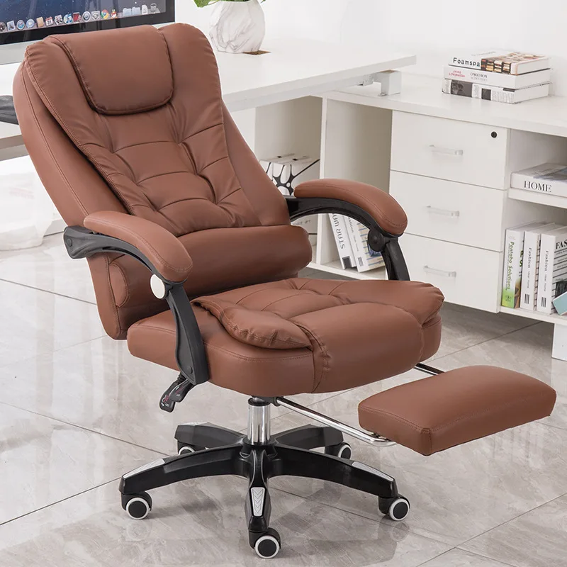 HANYEE Modern Home Office Swivel Chair Comfortable Dormitory Student Chair with Metal Armrest Synthetic Leather Material