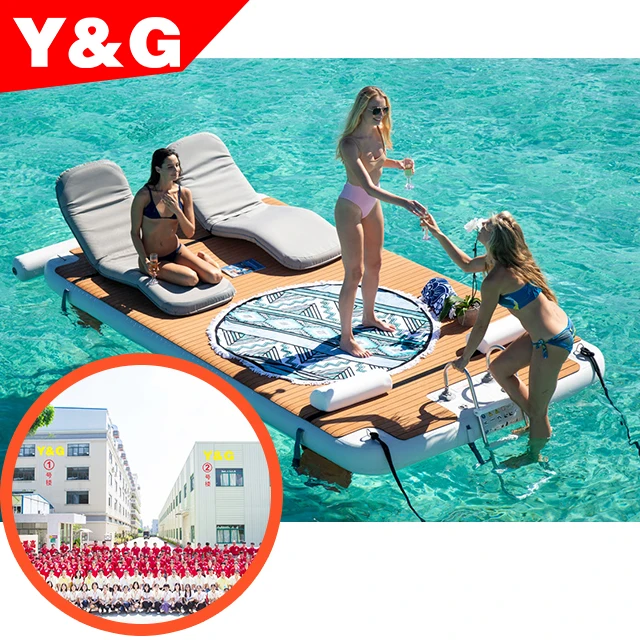 Y&G Inflatable Floating Dock| Inflatable Dock Deck Inflatable Floating Platform| Inflatable Floating Dock Platform with Chair