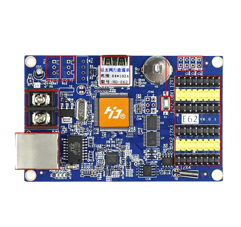Huidu HD-E62 HD-E63 HD-E64 USB+Ethernet Port LED Asynchronous Control card