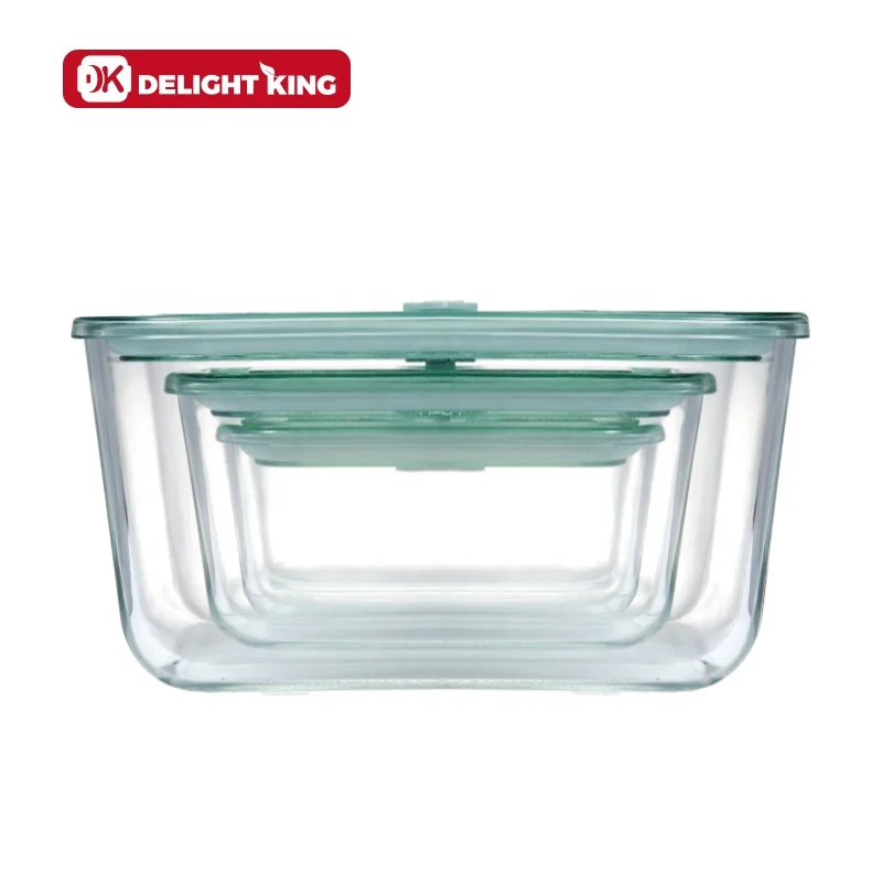 High Quality Oven Microwave Safe Glass Vacuum Container With Pump Cover Airtight Sealed Food Package Glass Storage Box