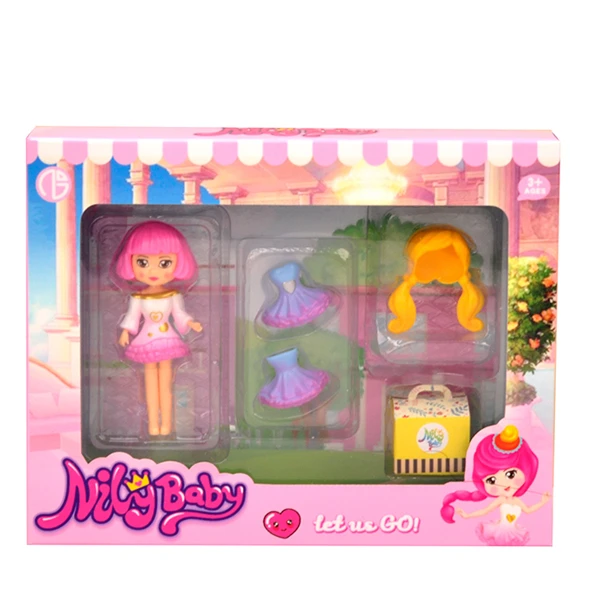 2021 hot sale Fashion High quality 3.5 inch plastic Doll MINI clothes girl toy Educational dress up game girl doll