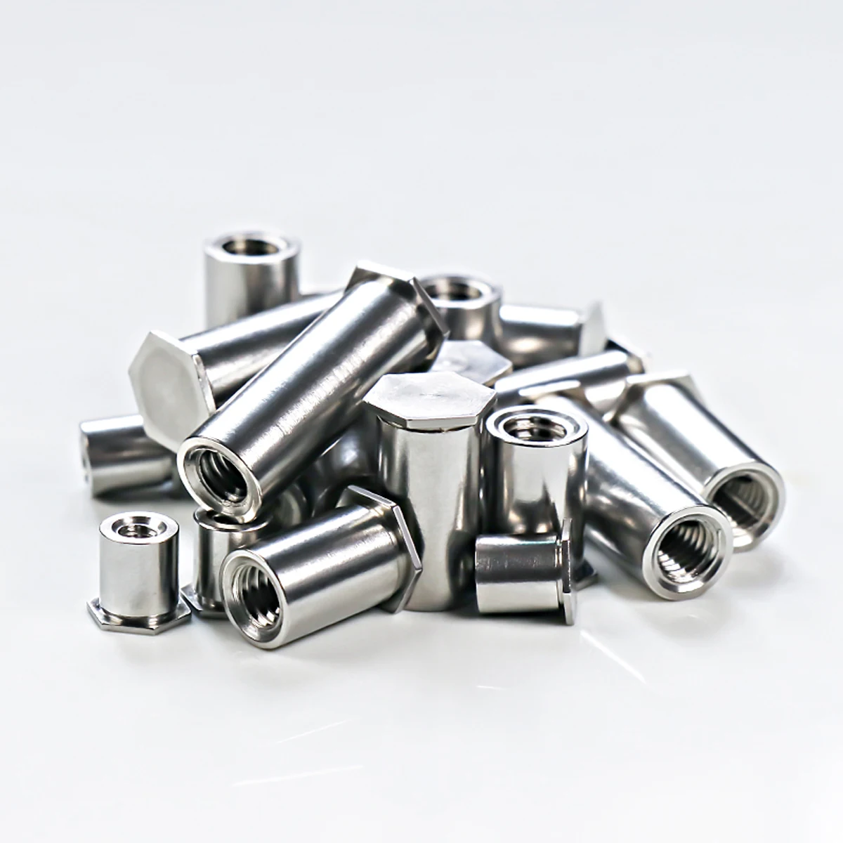 Custom BSOS-3.5M3-21 Polished Stainless Steel Zinc-Plated Standoff Nuts round Threaded through Hole Self Clinching Nuts