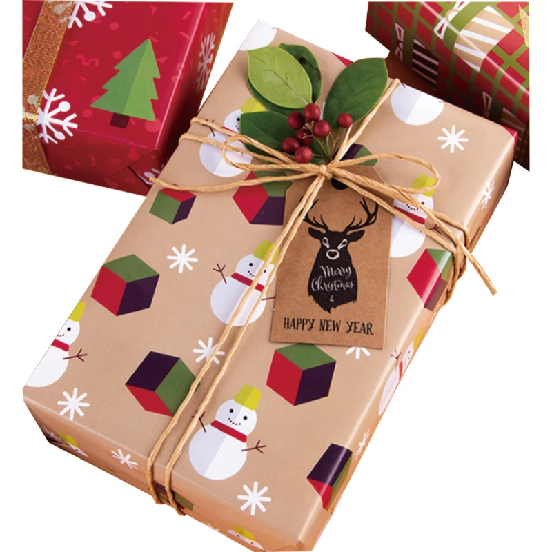Индивидуальные персонализированные рождественские оберточные бумажные рулоны оптом Красочная рождественская подарочная оберточная бумага
