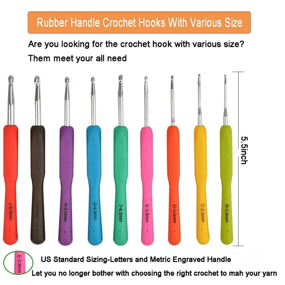Amazon, алюминиевые эргономичные крючки для вязания, набор игл с швейным инструментом