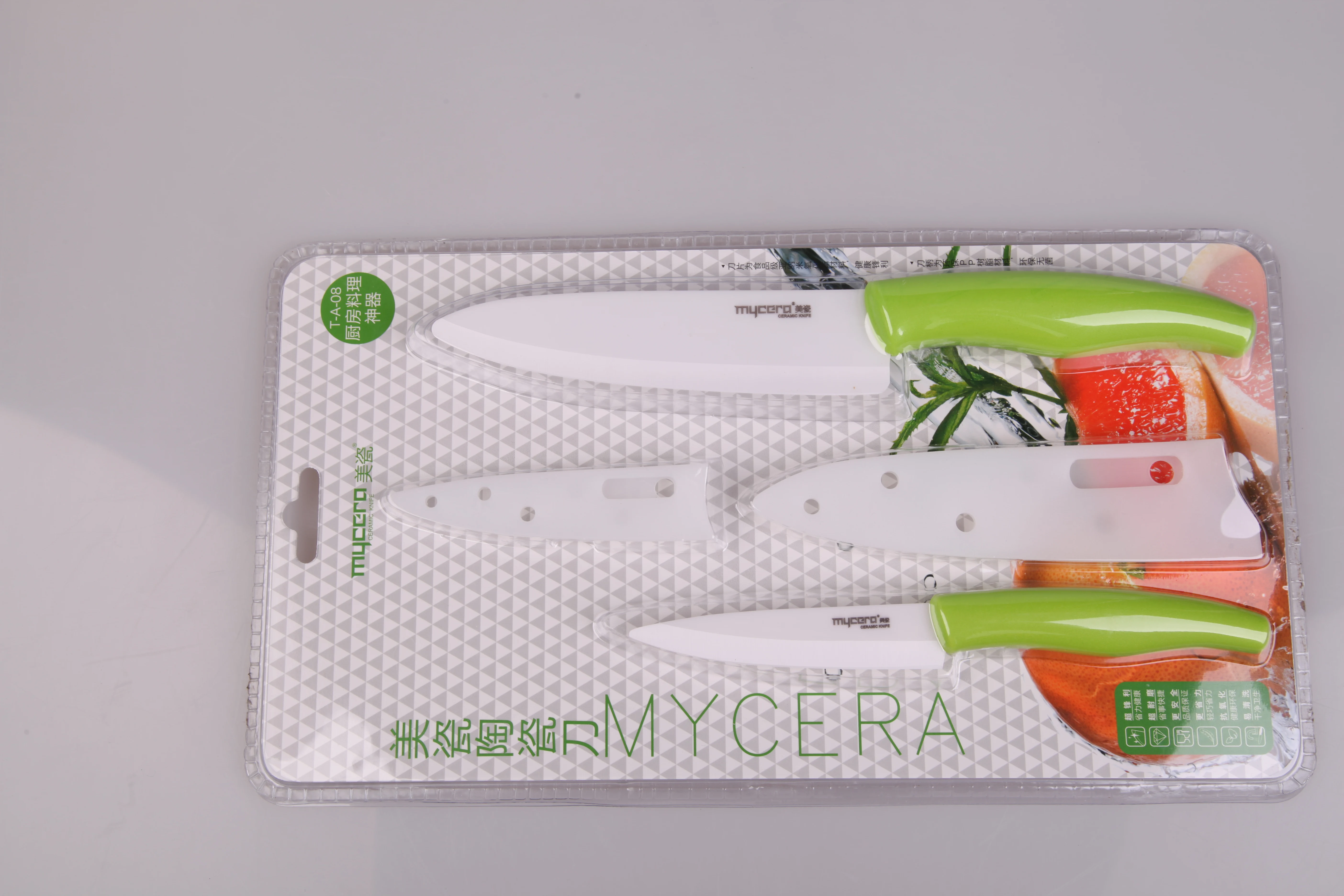 
India Market Hot Sale PP Handle Ceramic Knife with Simple Blister Packaging 