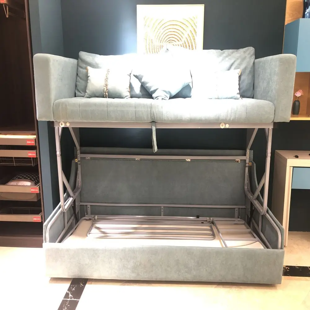 Moving up and down multifunctional deformable sofa bed bunk bed folding multifunctional fabric bunk bed