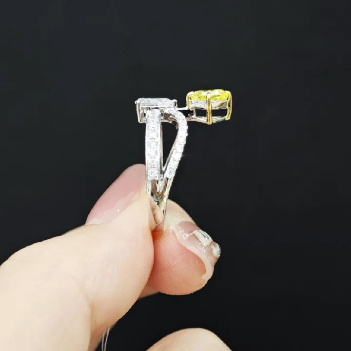 Abiding High Quality 18K Gold Princess Crown-Shape Ring Yellow White Lab Diamond Cocktail Ring for Wedding Bridal Dinner Party