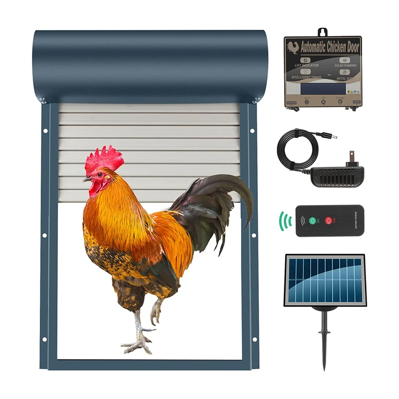 Intelligent Solar Chicken Coop Door Solar Roll Gate Chicken House Doors Remote Control Anti-pinch Automatic Switch Chicken Door