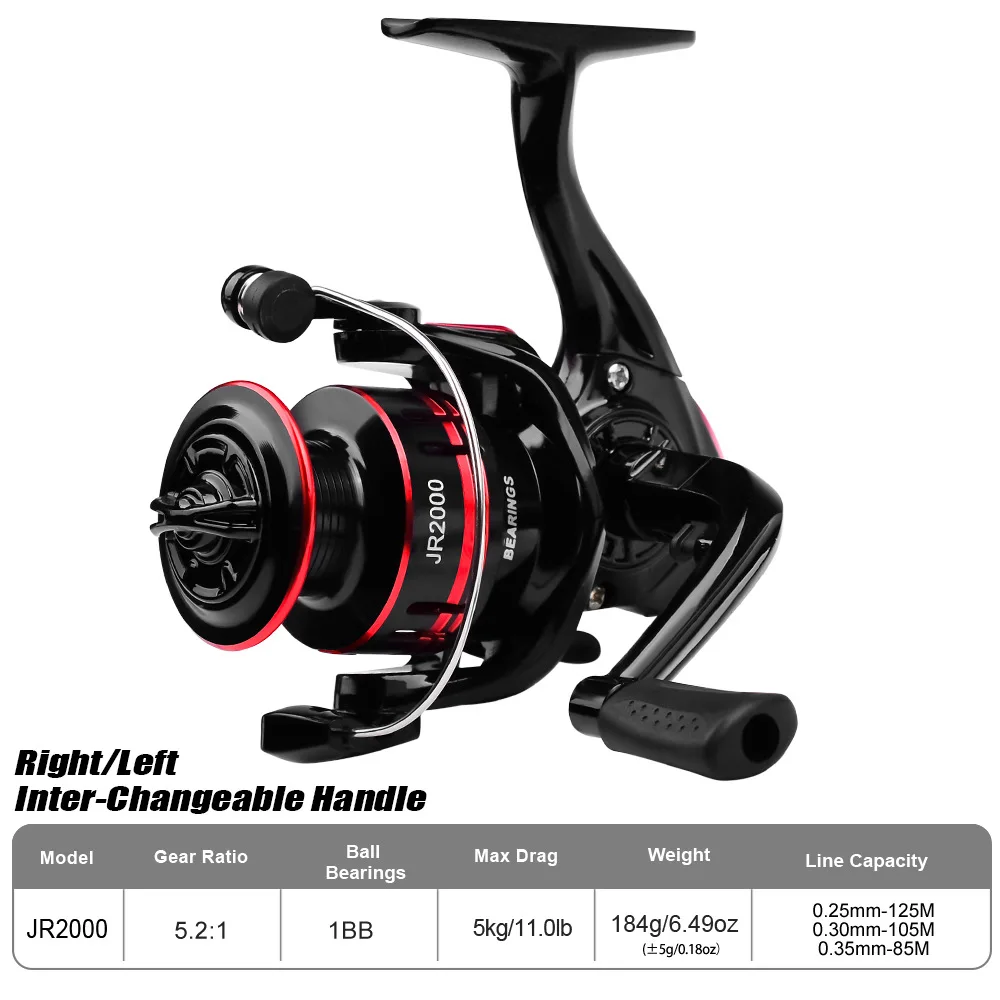 JETSHARK Spinning Reel With nylon line 5.2:1 Ratio Left and Right Hand Ultralight Fishing Line spinning fishing reel