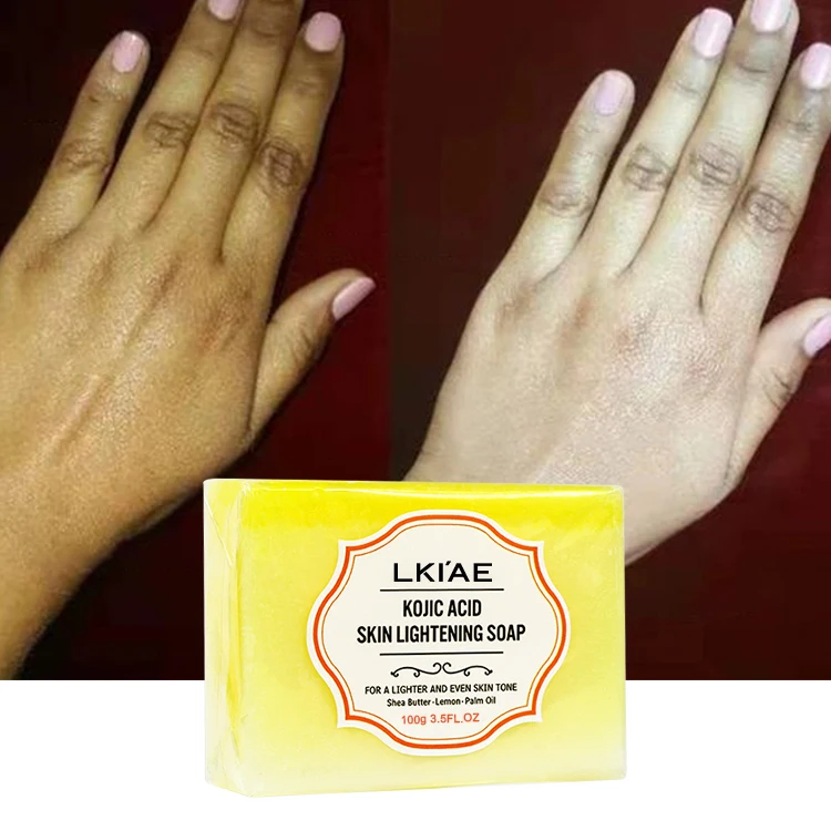 Quality Supplier Skin Whitening Exfoliating Acne Soap 100% Pure Kojic Acid and Lemon Private Label Face Body Soap for Black Skin