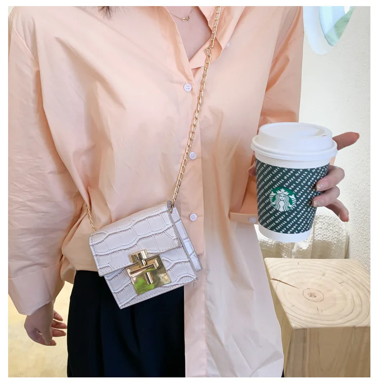 Crocodile Pattern MINI Crossbody Bags For Women Lock Messenger Shoulder Bag Lady Phone Handbags and Purses Stone Pattern