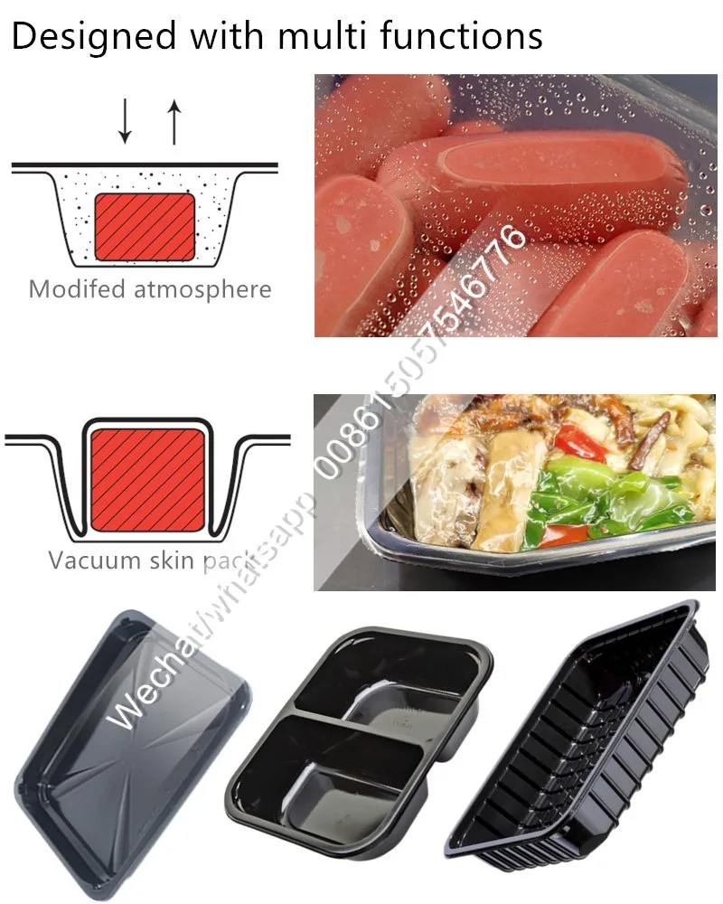 VS-650 Automatic food vacuum preservation machine and vacuum skin machine automatic tray sealer multi function