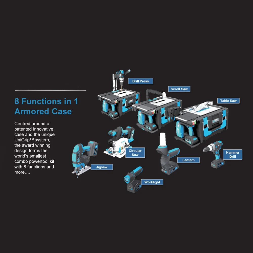 Household HengLai tools hight quality 8 in 1 set  20v brushless cordless lithium-lon 8 tool cordless tools combo kits