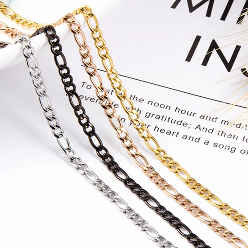 
tarnish free 18k gold plated stainless steel chain 3:1 figaro Link chain necklace chain for men 
