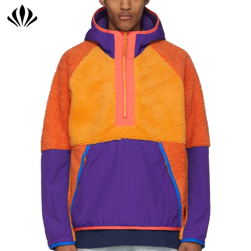 Classic Baseball Hoodies Men Spring Warm Patchwork Contrasting Color Half Zip Tracksuit Closure Pullover Men Zipper Hoodies