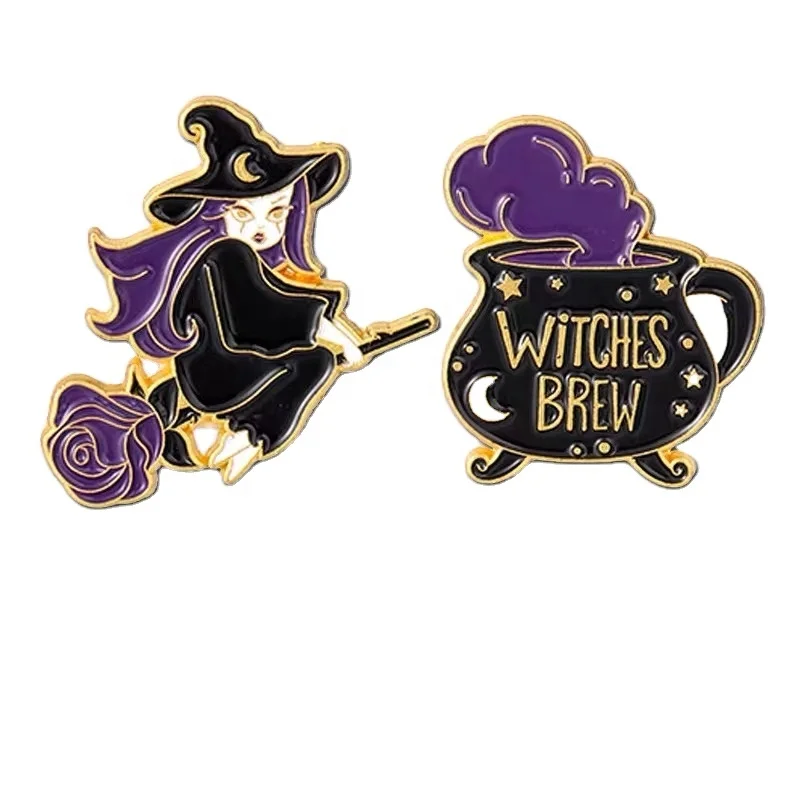hot sale dyed black ice cream cup shape enamel lapel pin witch metal enamel pin badge