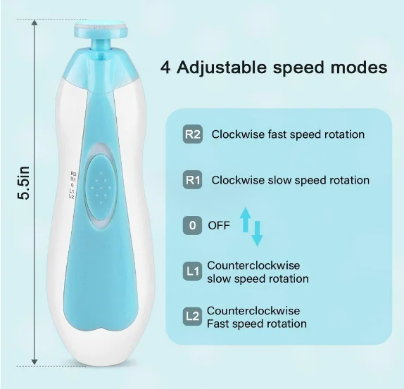 Wholesale baby electric nail trimmer nail clippers with LED light for newborn