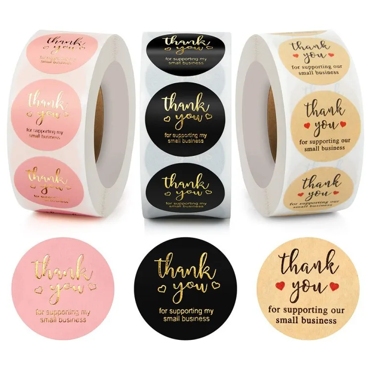 1.5 inch 500 Pcs Custom Rose Gold Packaging Bag Poly Bubble Printed Mailers Thank You Stickers For