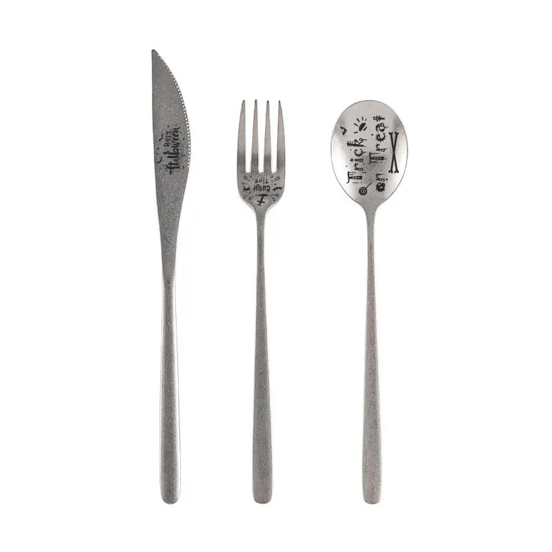 High Quality Stainless Steel Cutlery Mirror Vintage Flatware Snowflake Frosted Feel Knife Fork Spoon Silverware For Restaurant