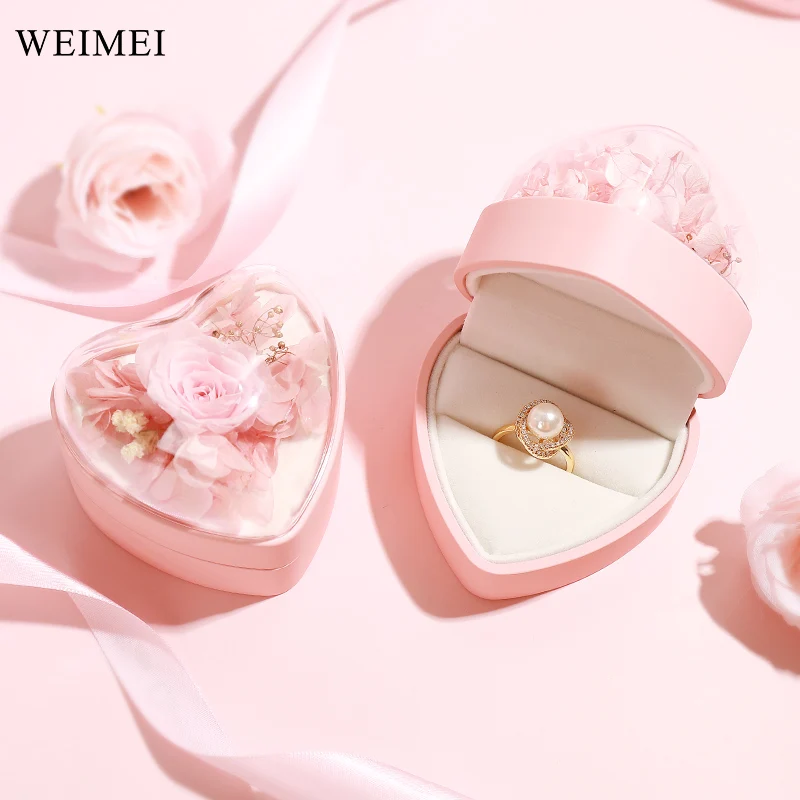WEIMEI оптовая продажа предложение на День Святого Валентина колье подарочное розовое ювелирное изделие упаковка в форме сердца вечная Цветочная коробка