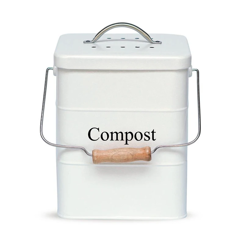 Indoor Garbage Kitchen Recycle Cabinet Vintage Kitchen Worktop Compost Waste Bin with Swing Handle