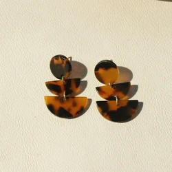 JUHU Acetate plate Jewelry wholesale Acrylic leopard print heart earrings for women 2022 fashion semicircle earrings trend 2022