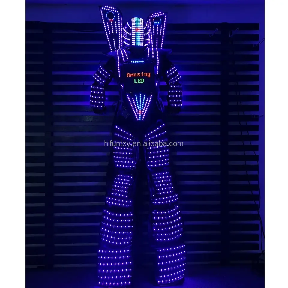 Handmade LED Robot Costume for Music Festival Color change transformer robot dance costume led luminous robot costume for party