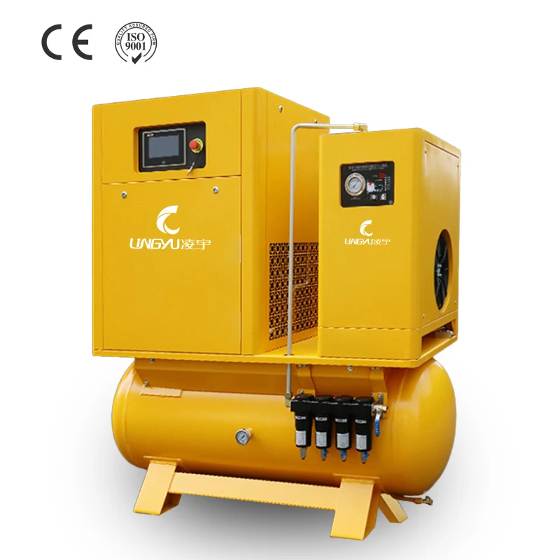 Germany Technology Industrial Silent Oil-Free Electrical Rotary Screw Air Compressor with Dryer Air Tank and Filters