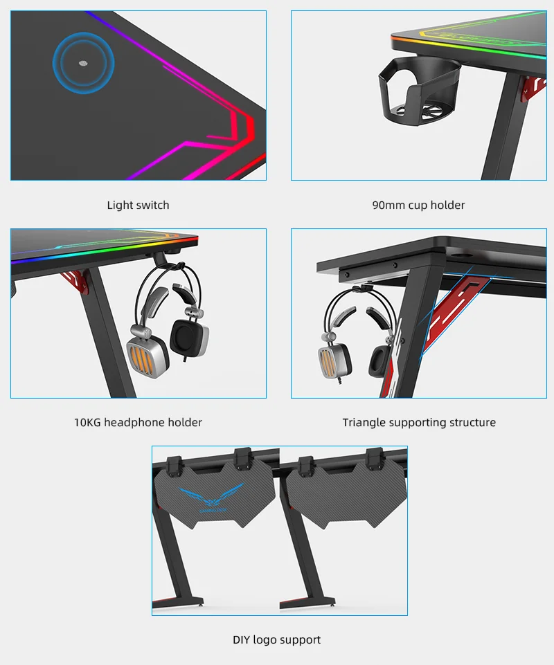  Игровой стол в стиле ПК с сенсорным светом swift RGB игровой для