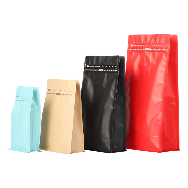 Biodegradable Black Coffee Bags With Valve And Zipper Custom Paper Packaging Flat Bottom Coffee Bean Bag 250gr 250g
