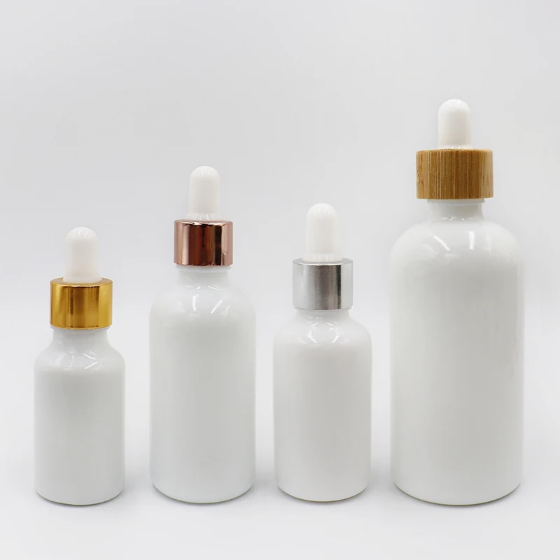 High Quality Porcelain White Glass Dropper Bottles 15ml 30ml 100ml Essential Oils Vials