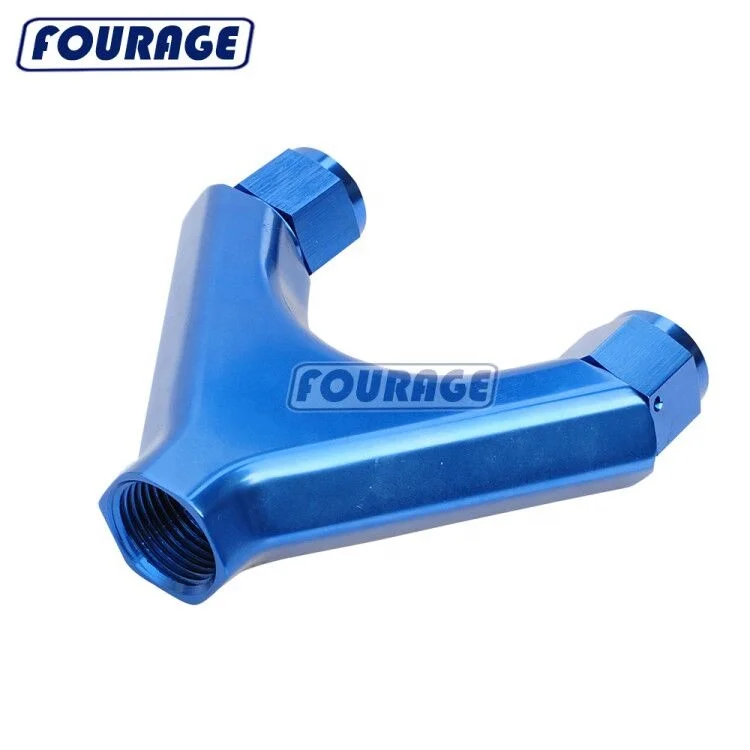For Fuel Pump Surge Tank Aluminum 3 Ways Female Flare AN Twin Dual Fuel Pump Hose Fitting Connector Y Tee Blocks Pipe Splitter