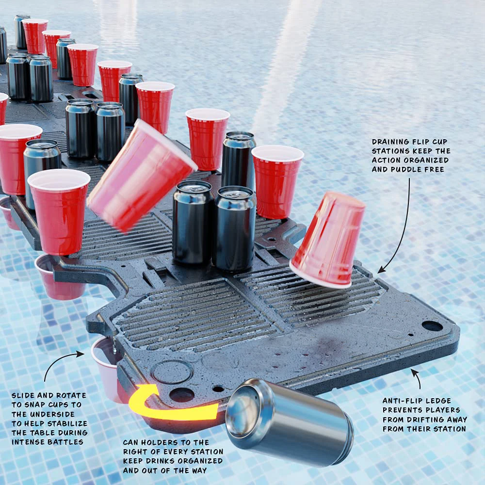 custom 4/6/8ft pool cup ping pong flip cup card games Floating game table Beer pong table for party