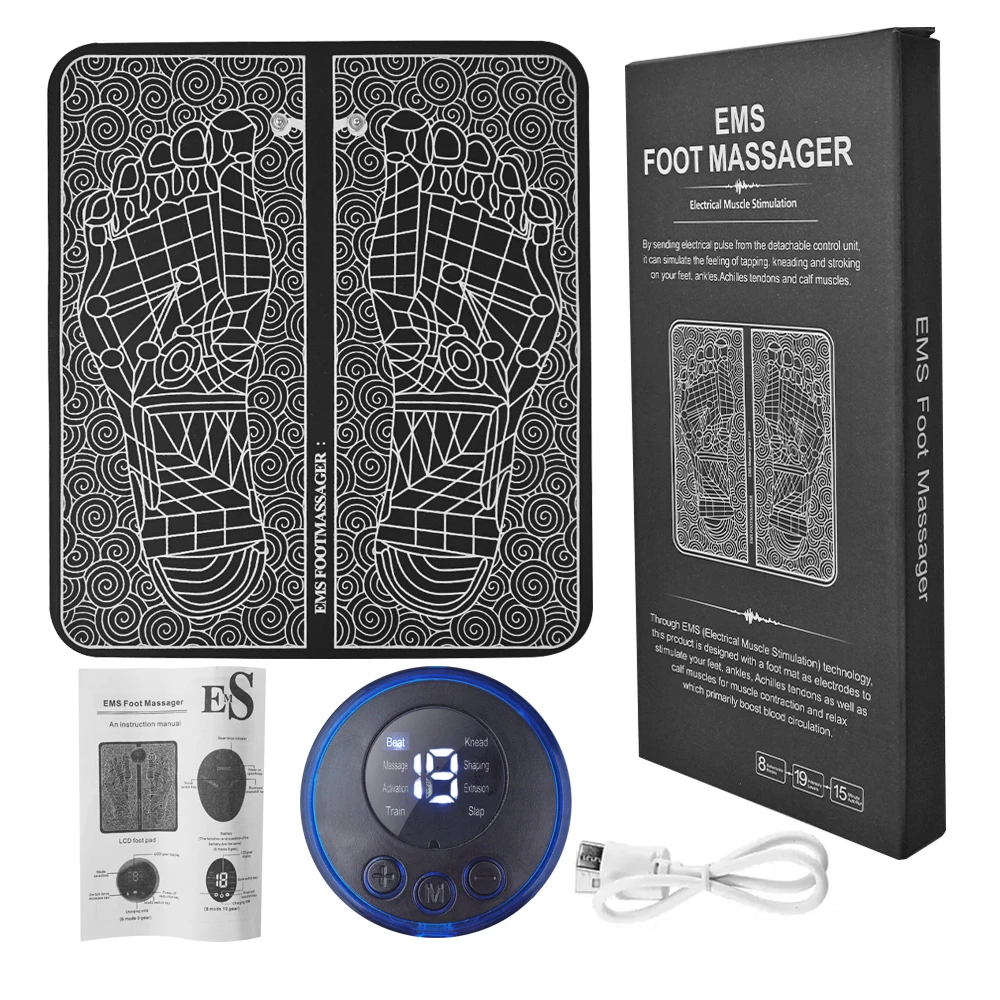 Wholesale Portable Folding Ems Foot Massage Pad Relax Usb Remote Electric Foot Circulation Reflexology Massager Mat